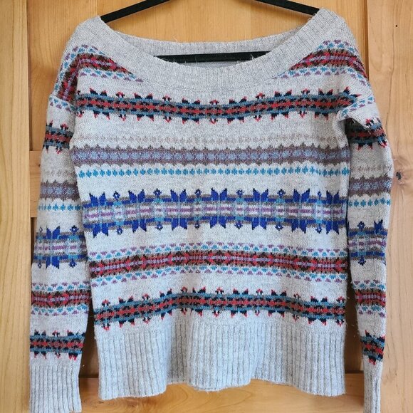 AE Womens Y2K Wool Blend Fair Isle Scandinavian Nordic Knit Hygge Sweater MEDIUM - Picture 1 of 4